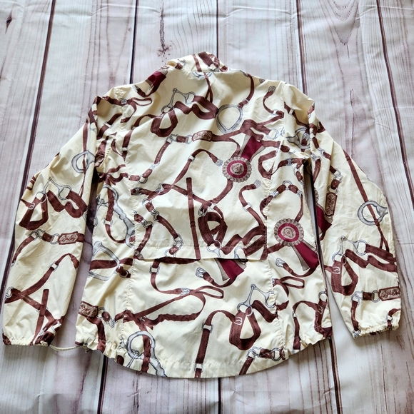 Ariat 1/4 Zip Rain Jacket Windbreaker Cream Rein Tack Pattern | Women's Size S - Picture 6 of 9